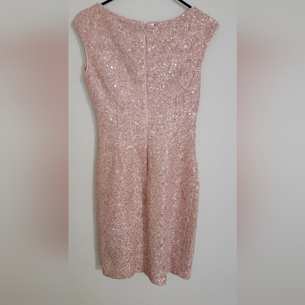 Vince Camuto Size 4 Pale Pink Sequin And Lace Dress - Picture 3 of 7